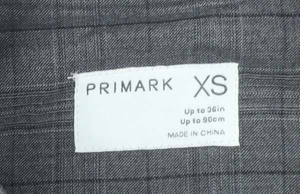 Primark Mens Grey XS Bomber Jacket Check Pattern Casual