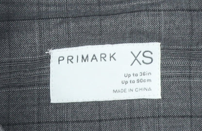 Primark Mens Grey XS Bomber Jacket Check Pattern Casual