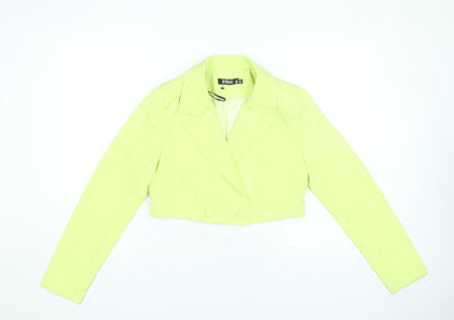 Missguided Women’s Yellow Cropped Blazer Jacket Size 8