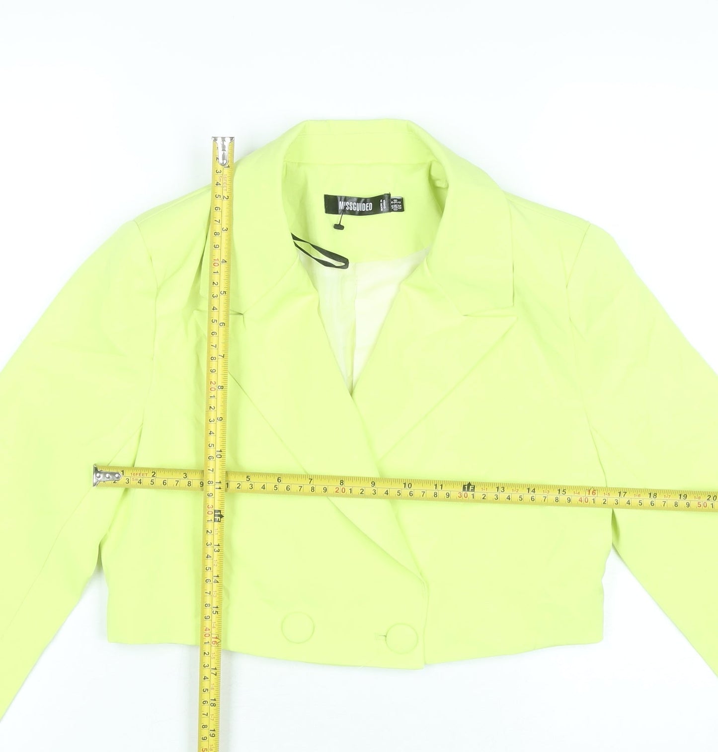 Missguided Women’s Yellow Cropped Blazer Jacket Size 8