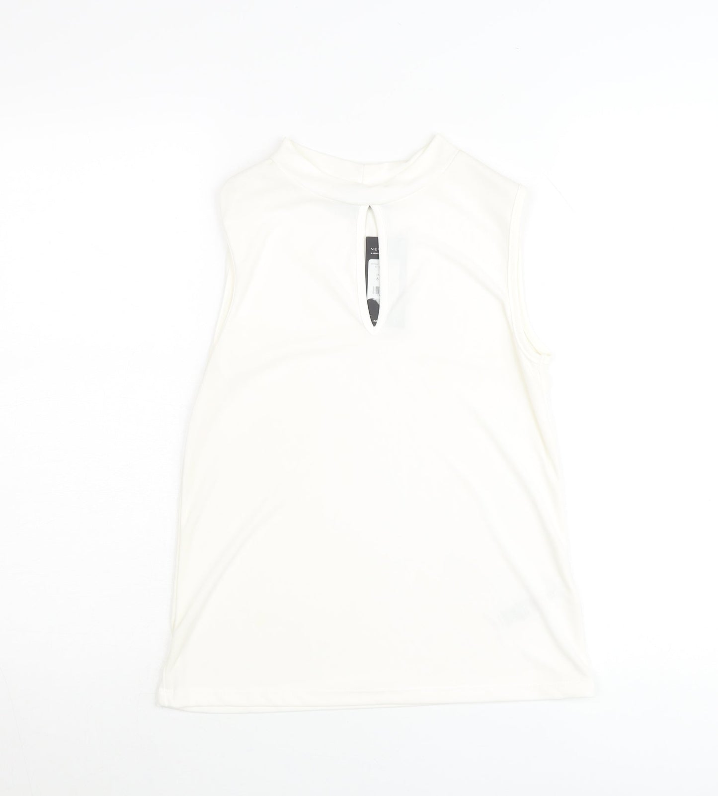 New Look Women Ivory High Neck Sleeveless Tank Top UK 6