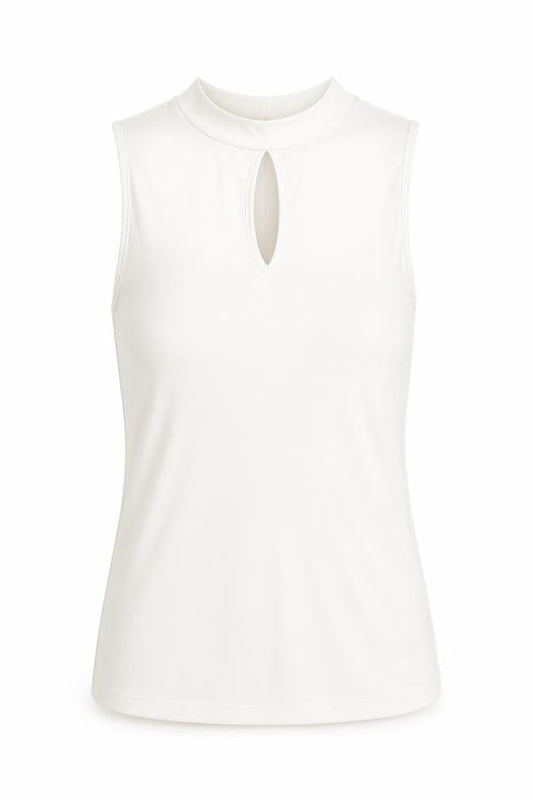 New Look Women Ivory High Neck Sleeveless Tank Top UK 6