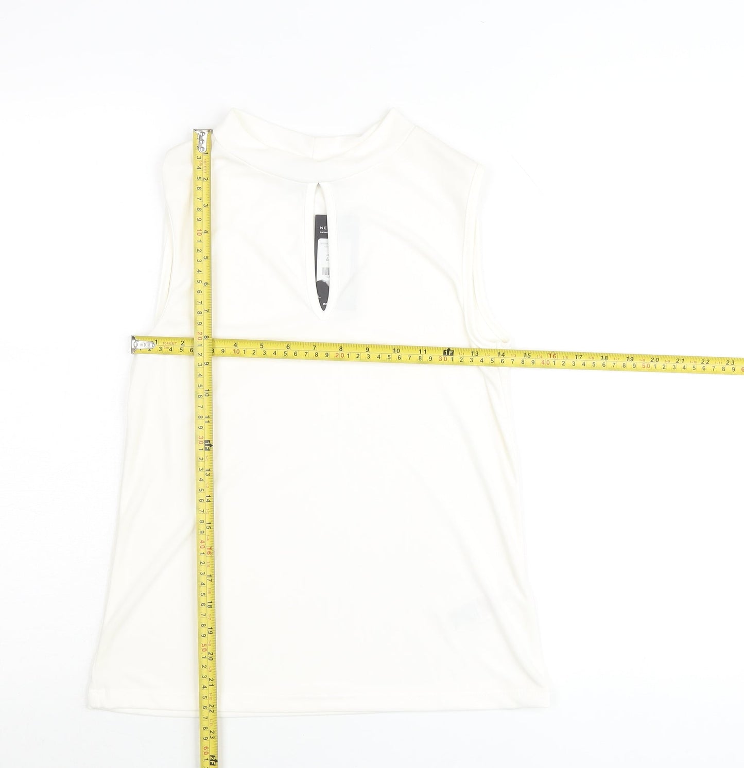 New Look Women Ivory High Neck Sleeveless Tank Top UK 6