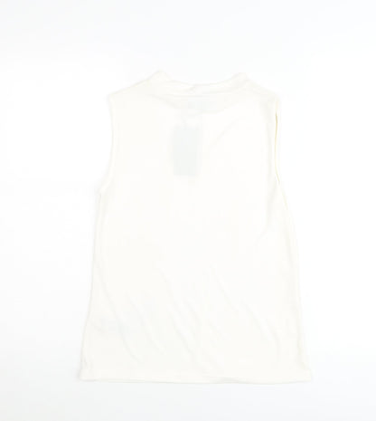 New Look Women Ivory High Neck Sleeveless Tank Top UK 6