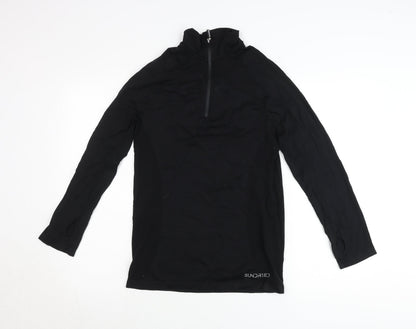 Sundried Men’s Black Pullover Jumper L Athletic Mock Neck 1/4 Zip Sports Top