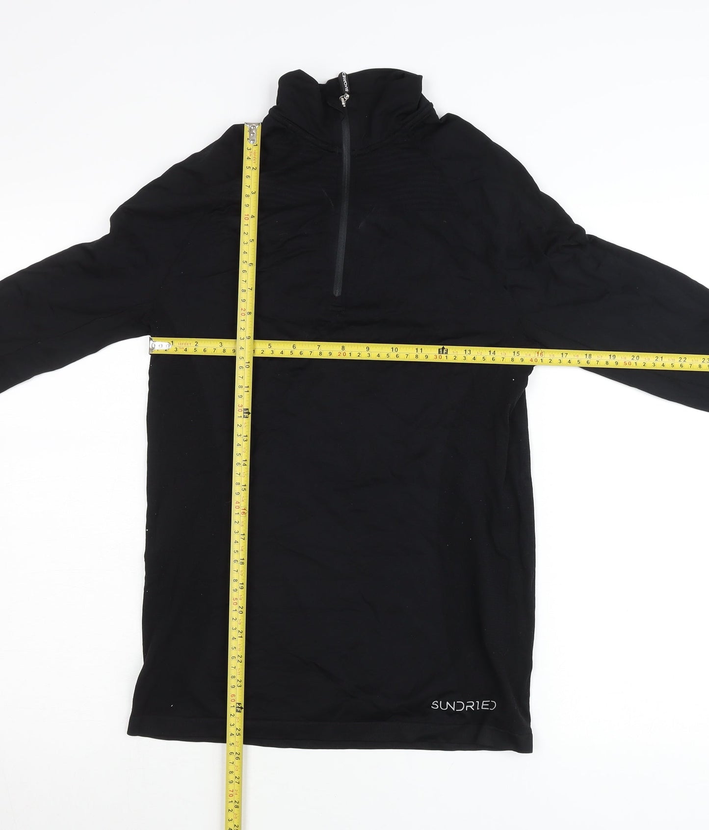 Sundried Men’s Black Pullover Jumper L Athletic Mock Neck 1/4 Zip Sports Top