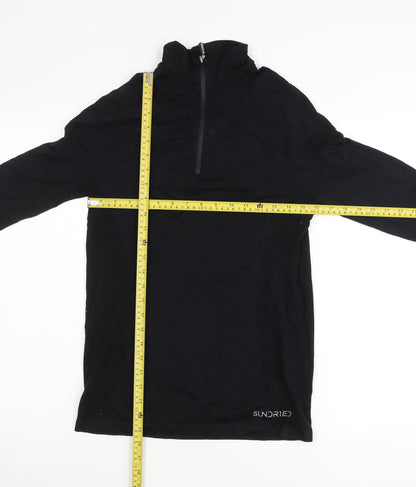 Sundried Men’s Black Pullover Jumper L Athletic Mock Neck 1/4 Zip Sports Top