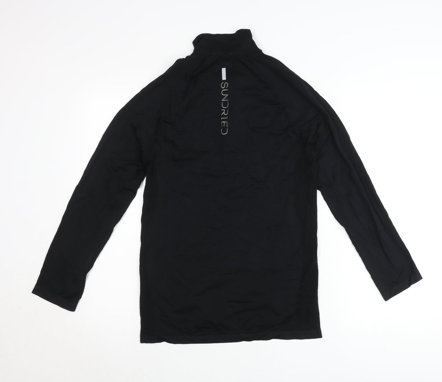 Sundried Men’s Black Pullover Jumper L Athletic Mock Neck 1/4 Zip Sports Top