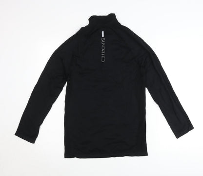Sundried Men’s Black Pullover Jumper L Athletic Mock Neck 1/4 Zip Sports Top