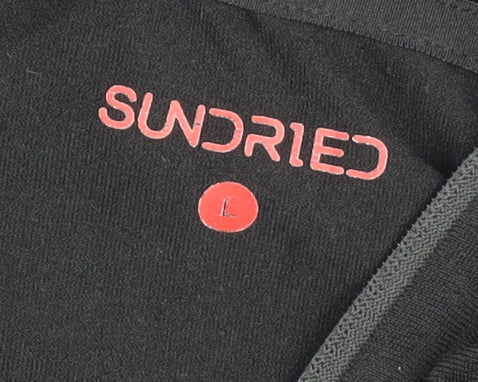 Sundried Men’s Black Pullover Jumper L Athletic Mock Neck 1/4 Zip Sports Top