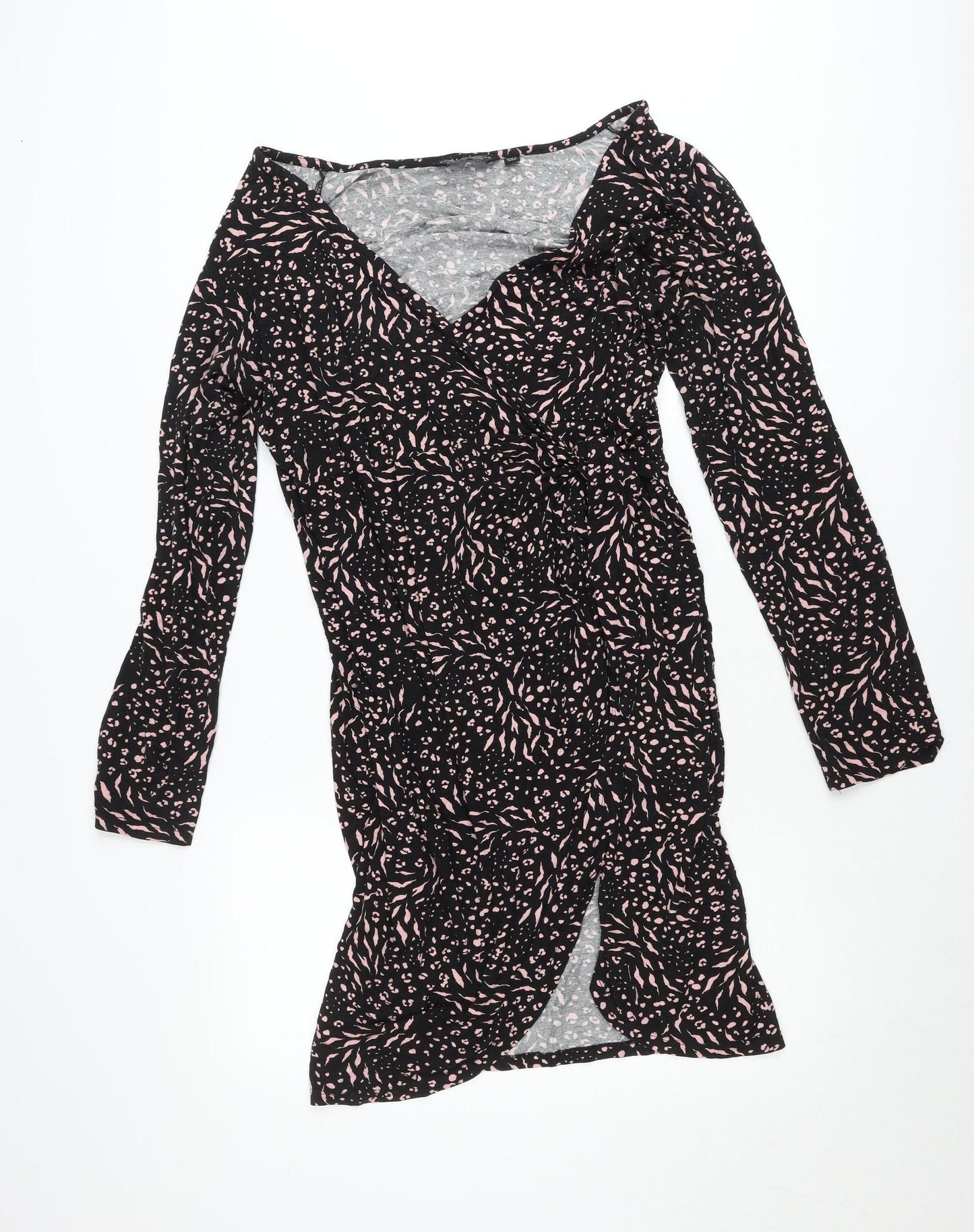 Dorothy Perkins Womens Black Animal Print Bodycon Dress Size 20
