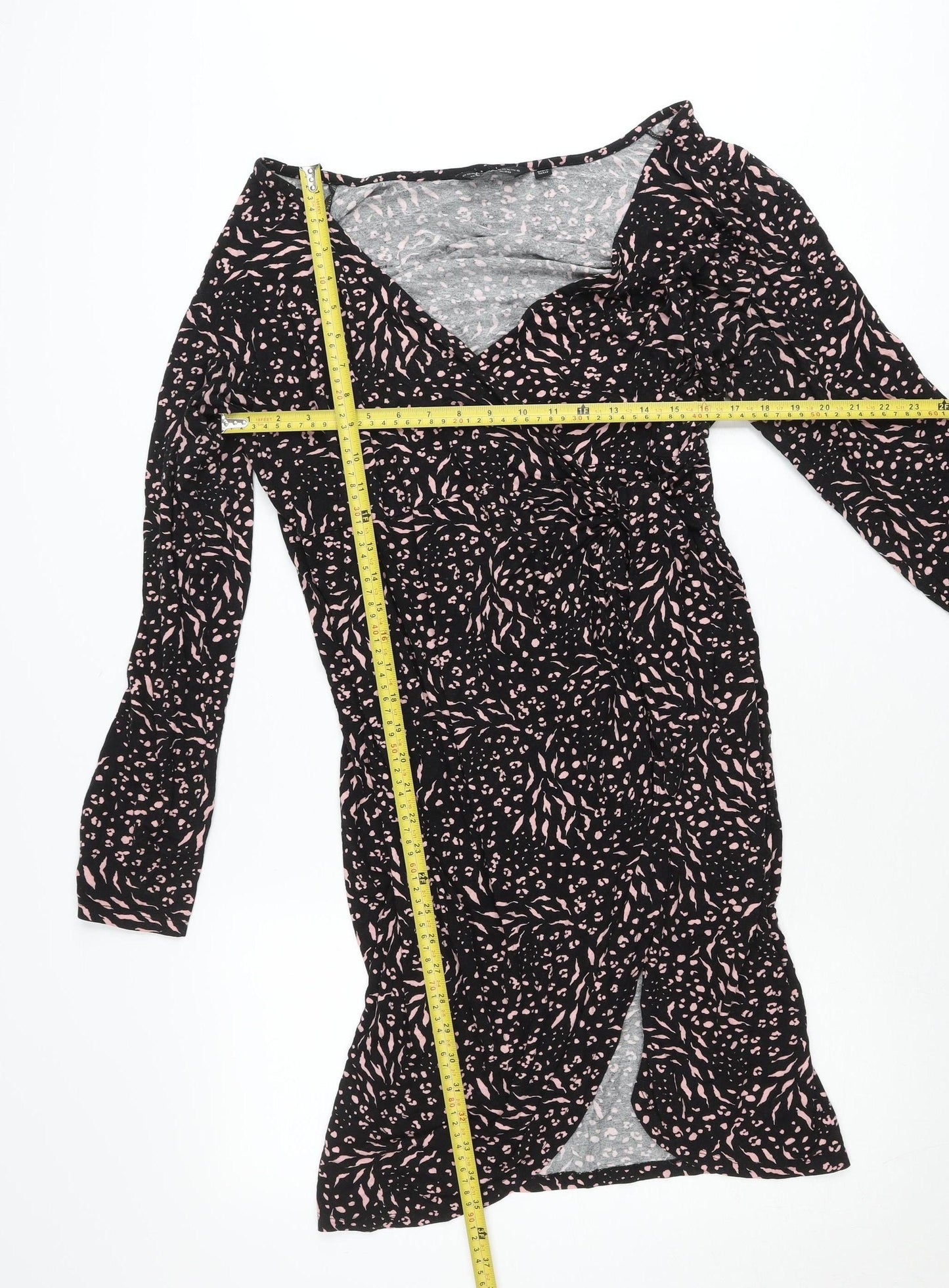 Dorothy Perkins Womens Black Animal Print Bodycon Dress Size 20
