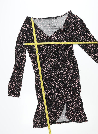 Dorothy Perkins Womens Black Animal Print Bodycon Dress Size 20
