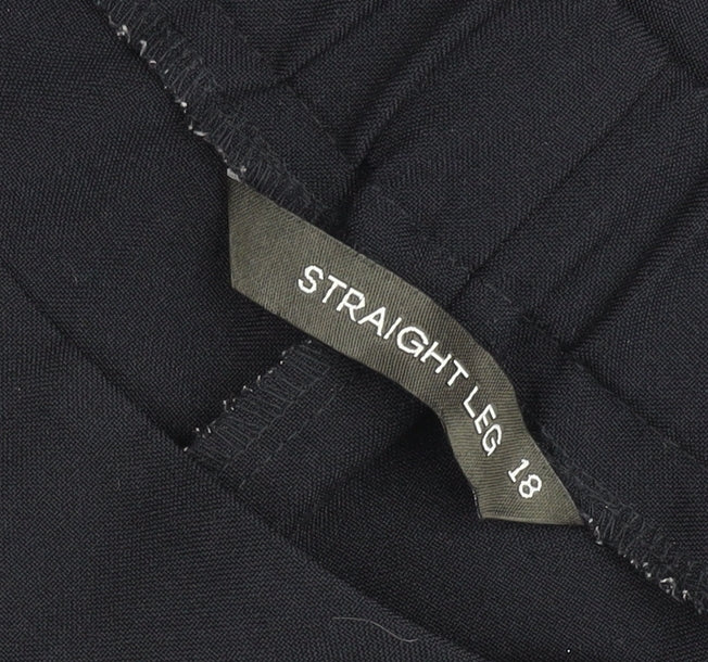 Bonmarché Women Black Size 18 Straight Leg Trousers Polyester Workwear