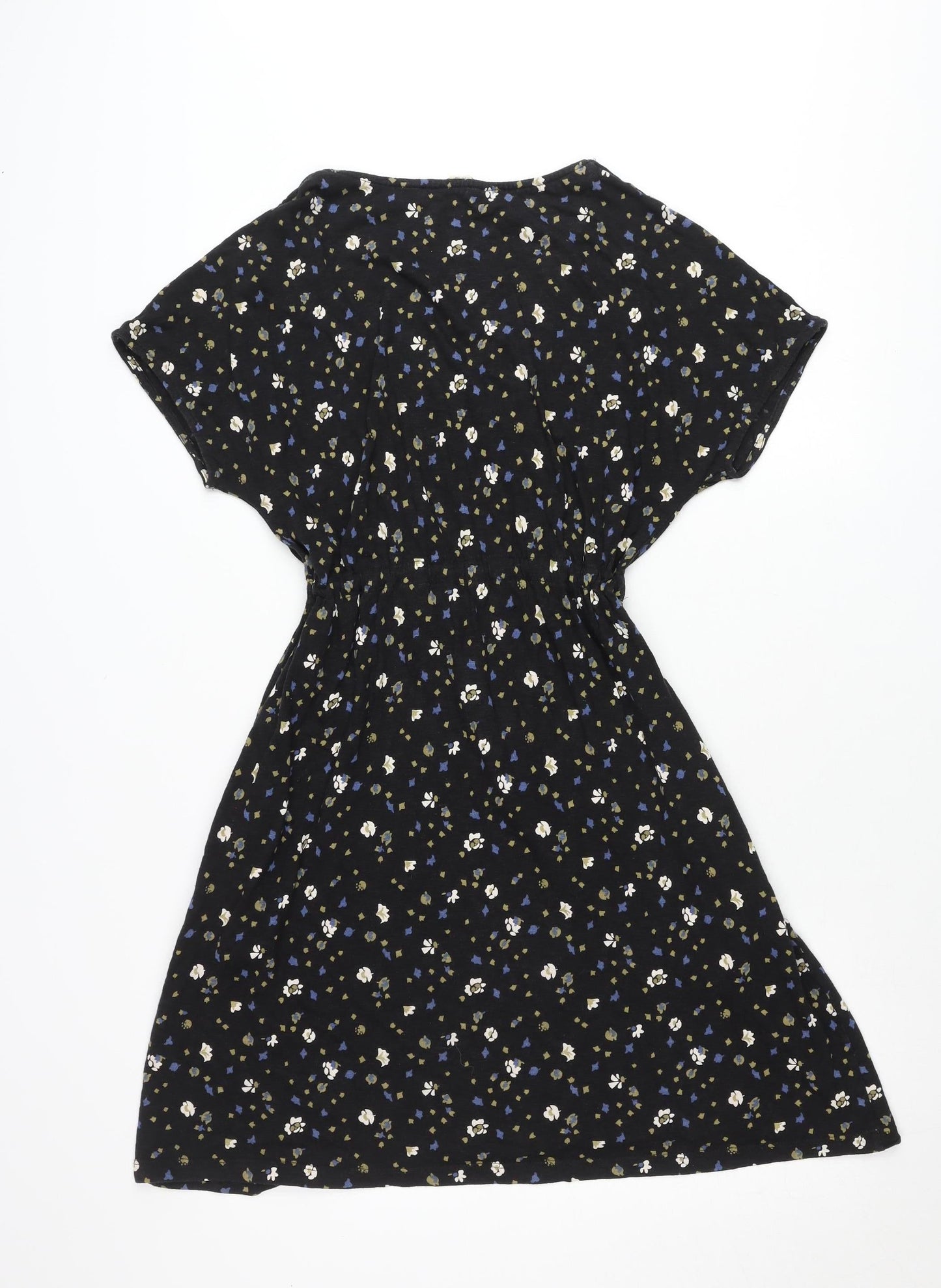 Fat Face Women’s Black Floral Fit & Flare V-Neck Dress Size 8