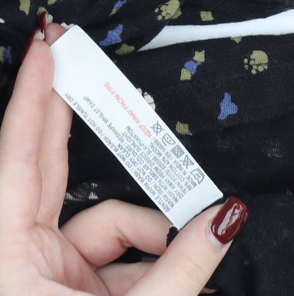 Fat Face Women’s Black Floral Fit & Flare V-Neck Dress Size 8