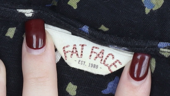 Fat Face Women’s Black Floral Fit & Flare V-Neck Dress Size 8