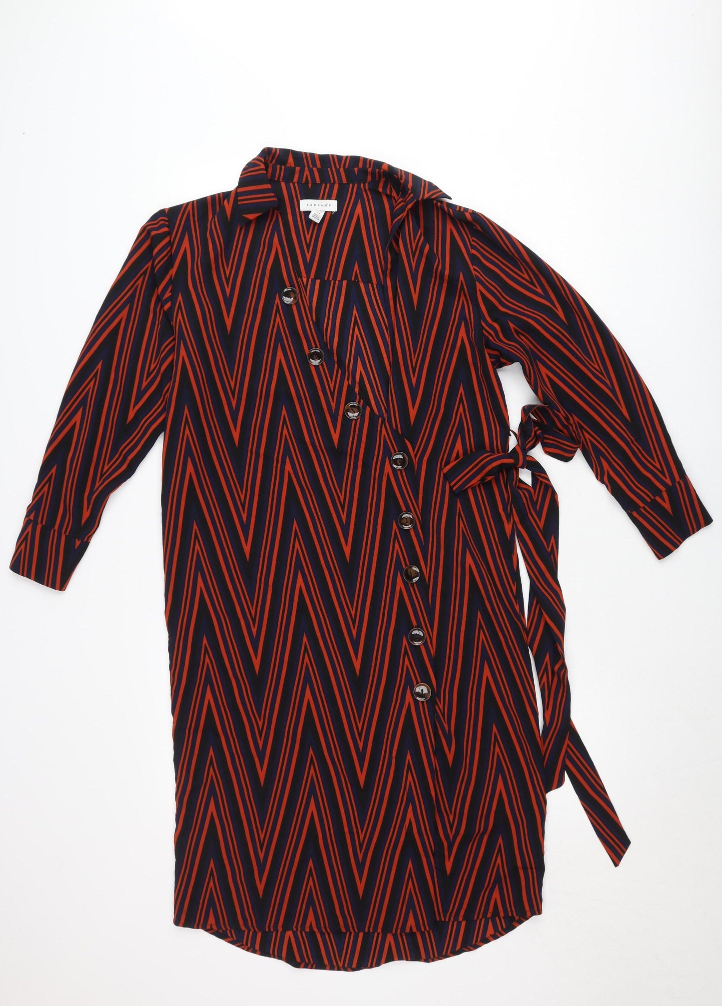 Topshop Women’s Petite Multicoloured Geometric Shirt Dress UK 8