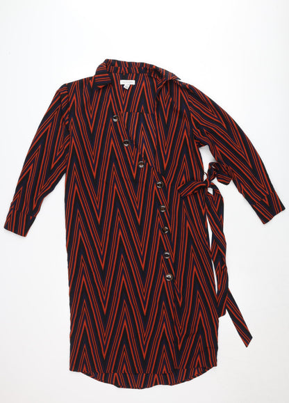 Topshop Women’s Petite Multicoloured Geometric Shirt Dress UK 8