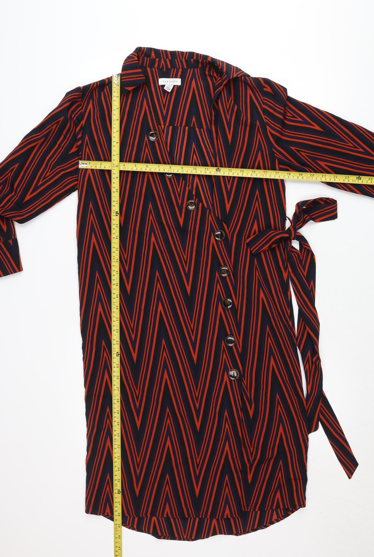Topshop Women’s Petite Multicoloured Geometric Shirt Dress UK 8