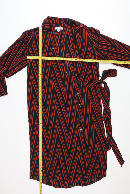Topshop Women’s Petite Multicoloured Geometric Shirt Dress UK 8