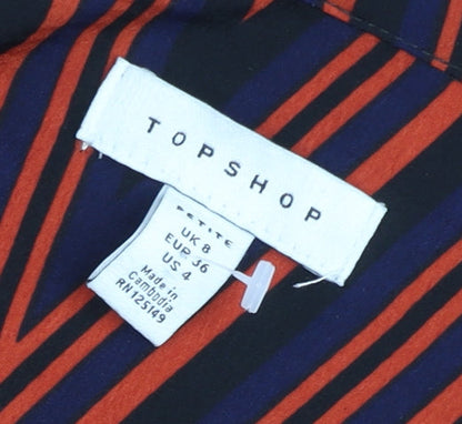 Topshop Women’s Petite Multicoloured Geometric Shirt Dress UK 8