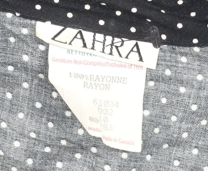 Zahra Women’s Black Polka Dot Shirt Dress Size 10 Vintage Rayon