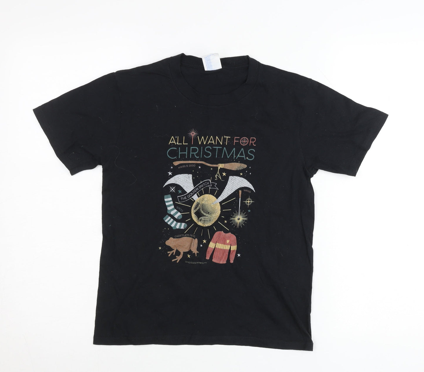 Port & Company Boys Black Harry Potter Christmas Graphic T-Shirt 9-10 Years