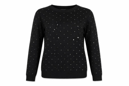 Primark Womens Black Studded Pullover Jumper 2XS Crew Neck Knit