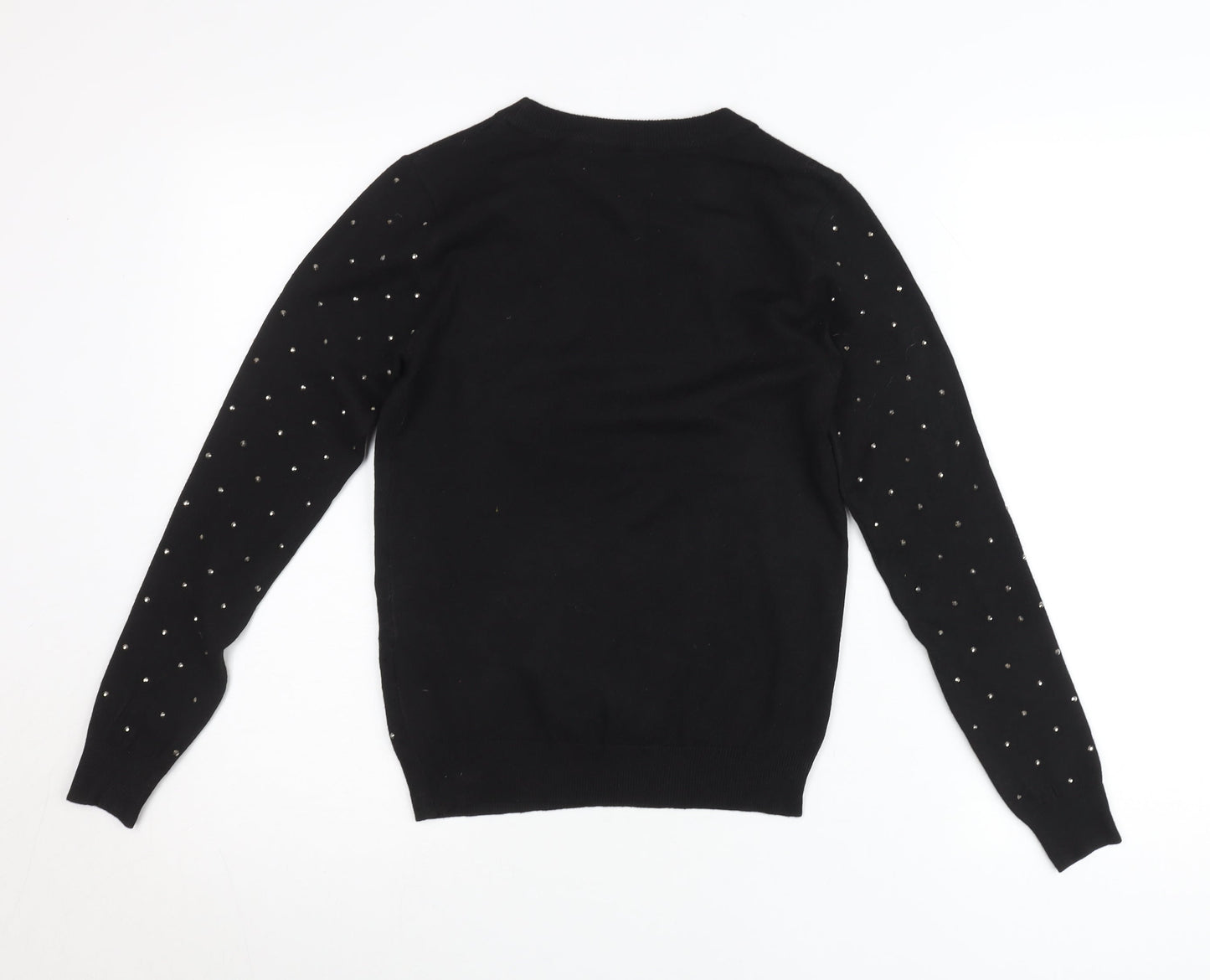 Primark Womens Black Studded Pullover Jumper 2XS Crew Neck Knit