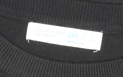 Primark Womens Black Studded Pullover Jumper 2XS Crew Neck Knit
