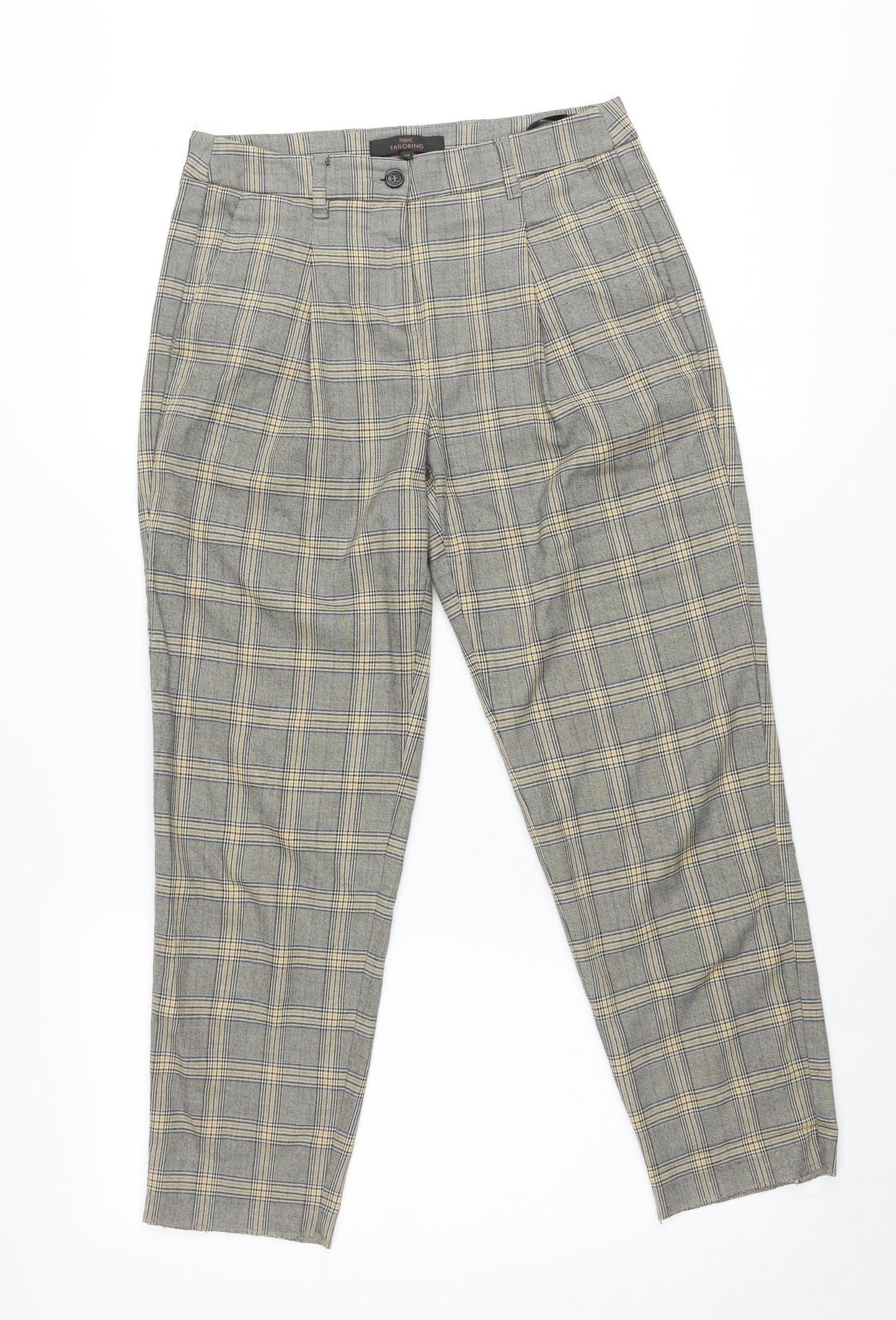 Next Women Grey Plaid Slim Fit Chino Trousers Size 6R