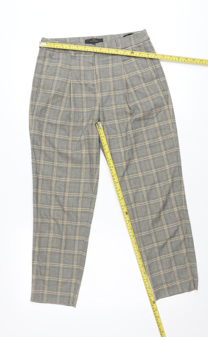 Next Women Grey Plaid Slim Fit Chino Trousers Size 6R