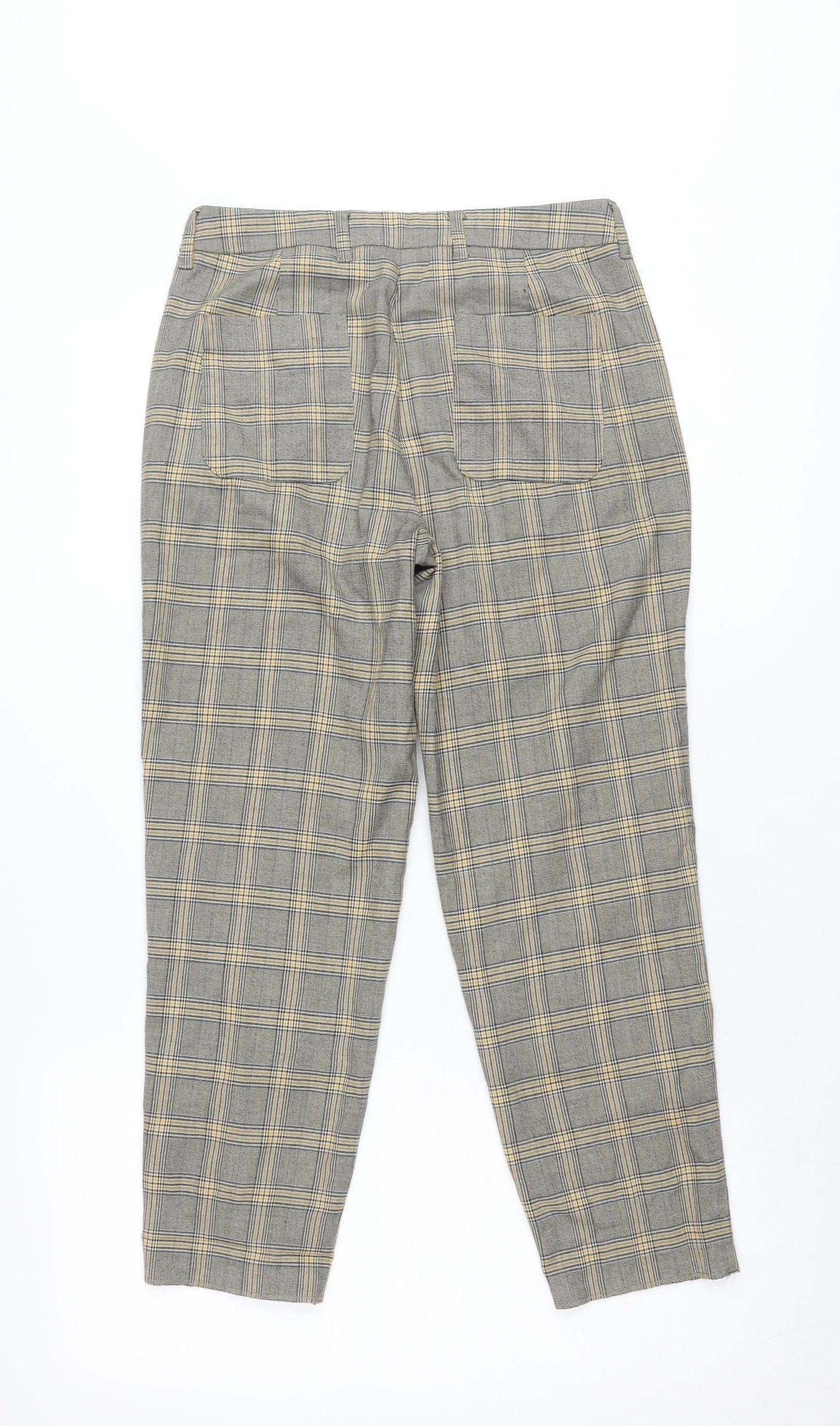 Next Women Grey Plaid Slim Fit Chino Trousers Size 6R