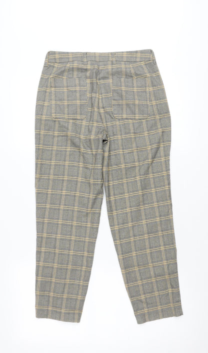 Next Women Grey Plaid Slim Fit Chino Trousers Size 6R