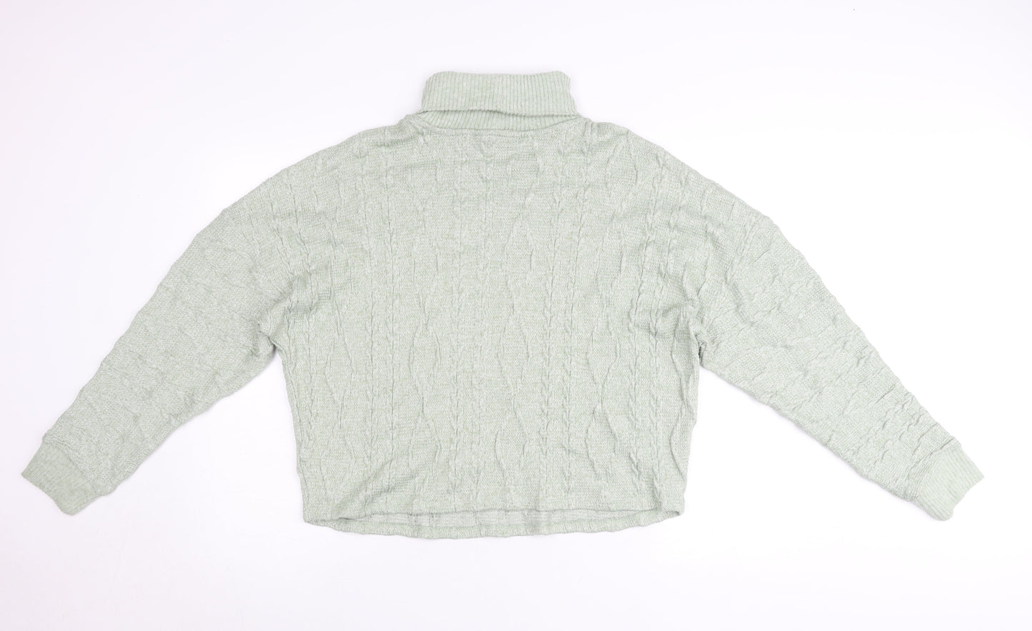 F&F Women’s Green Roll Neck Cable Knit Jumper UK 12