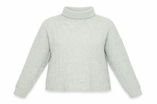 F&F Women’s Green Roll Neck Cable Knit Jumper UK 12