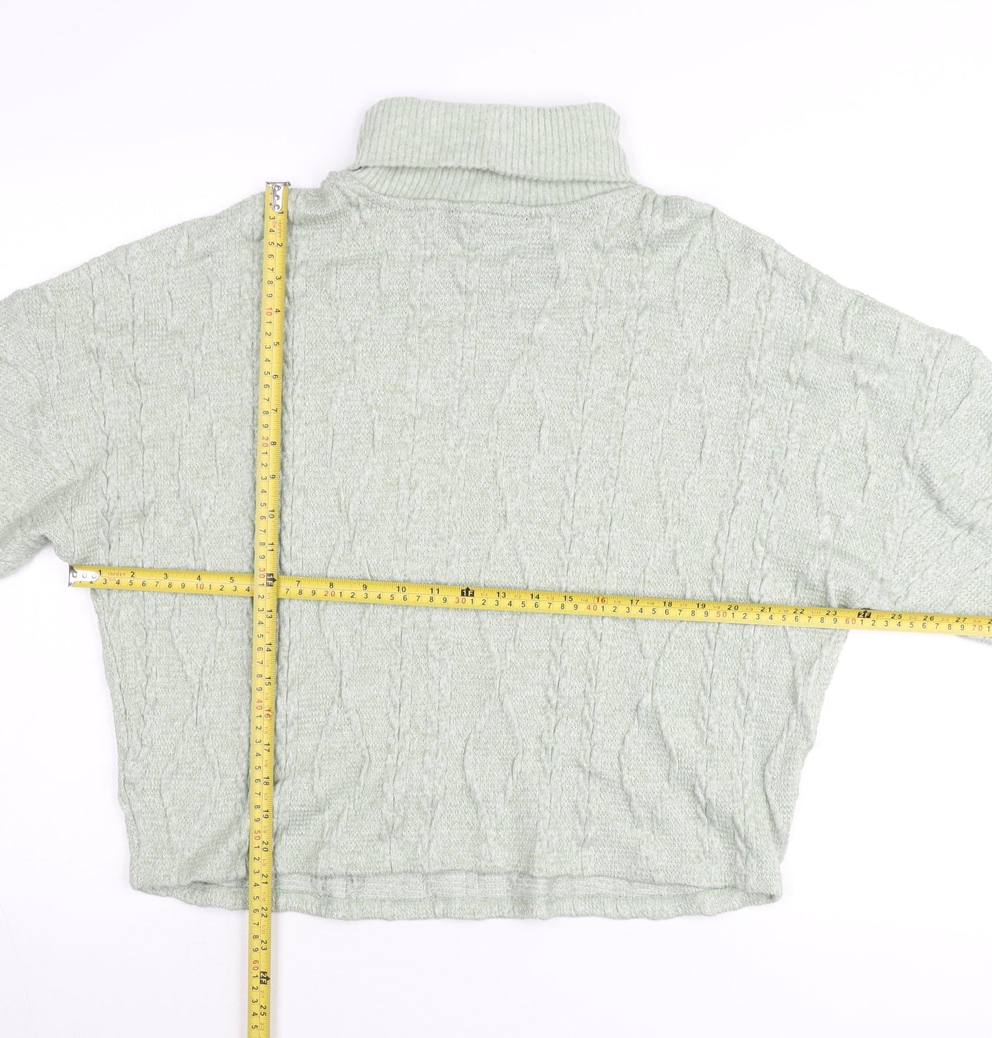 F&F Women’s Green Roll Neck Cable Knit Jumper UK 12