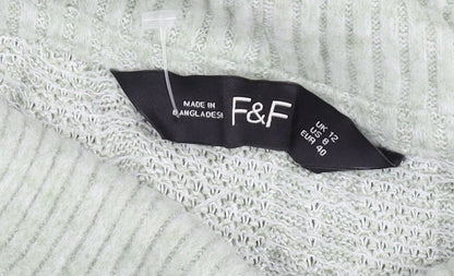 F&F Women’s Green Roll Neck Cable Knit Jumper UK 12