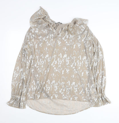 Marks and Spencer Women’s Beige Floral Ruffle Blouse UK 14