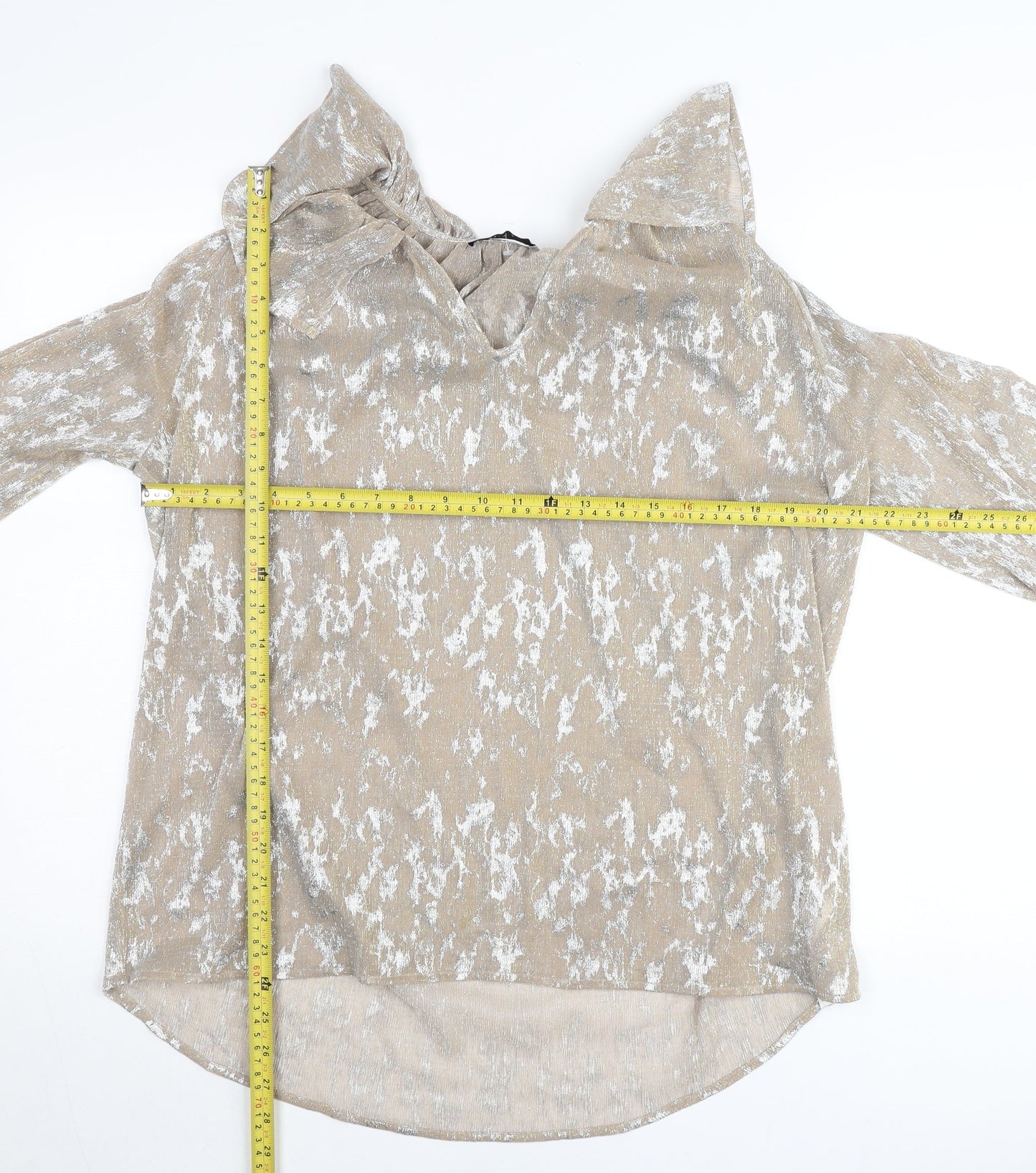 Marks and Spencer Women’s Beige Floral Ruffle Blouse UK 14