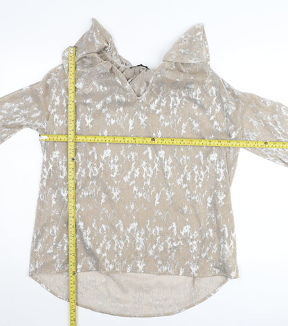 Marks and Spencer Women’s Beige Floral Ruffle Blouse UK 14