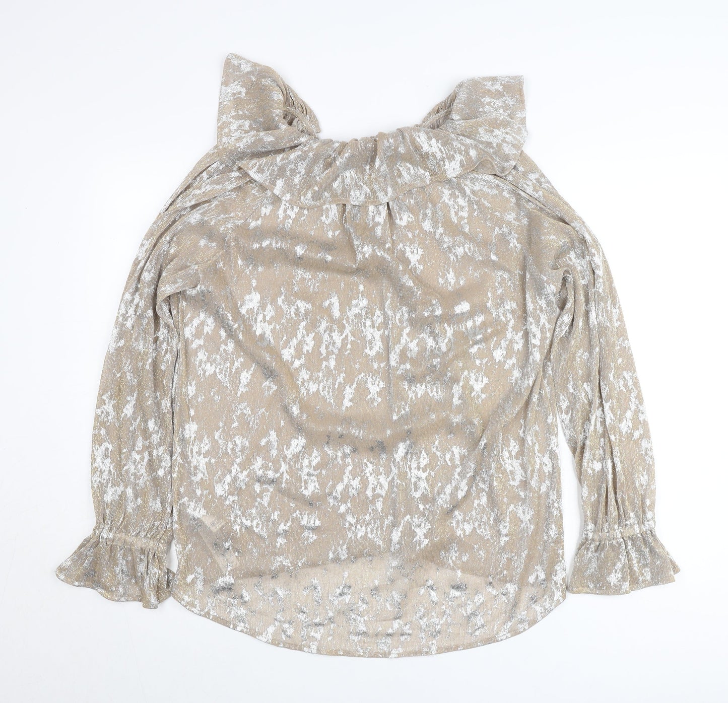 Marks and Spencer Women’s Beige Floral Ruffle Blouse UK 14
