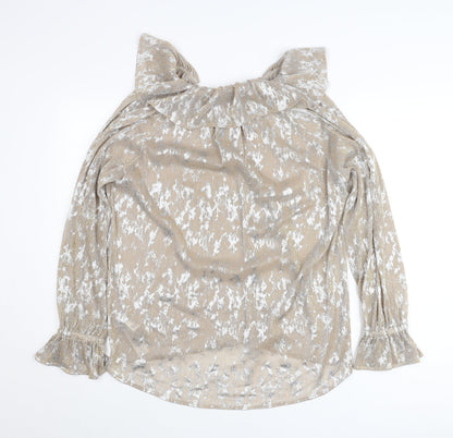 Marks and Spencer Women’s Beige Floral Ruffle Blouse UK 14