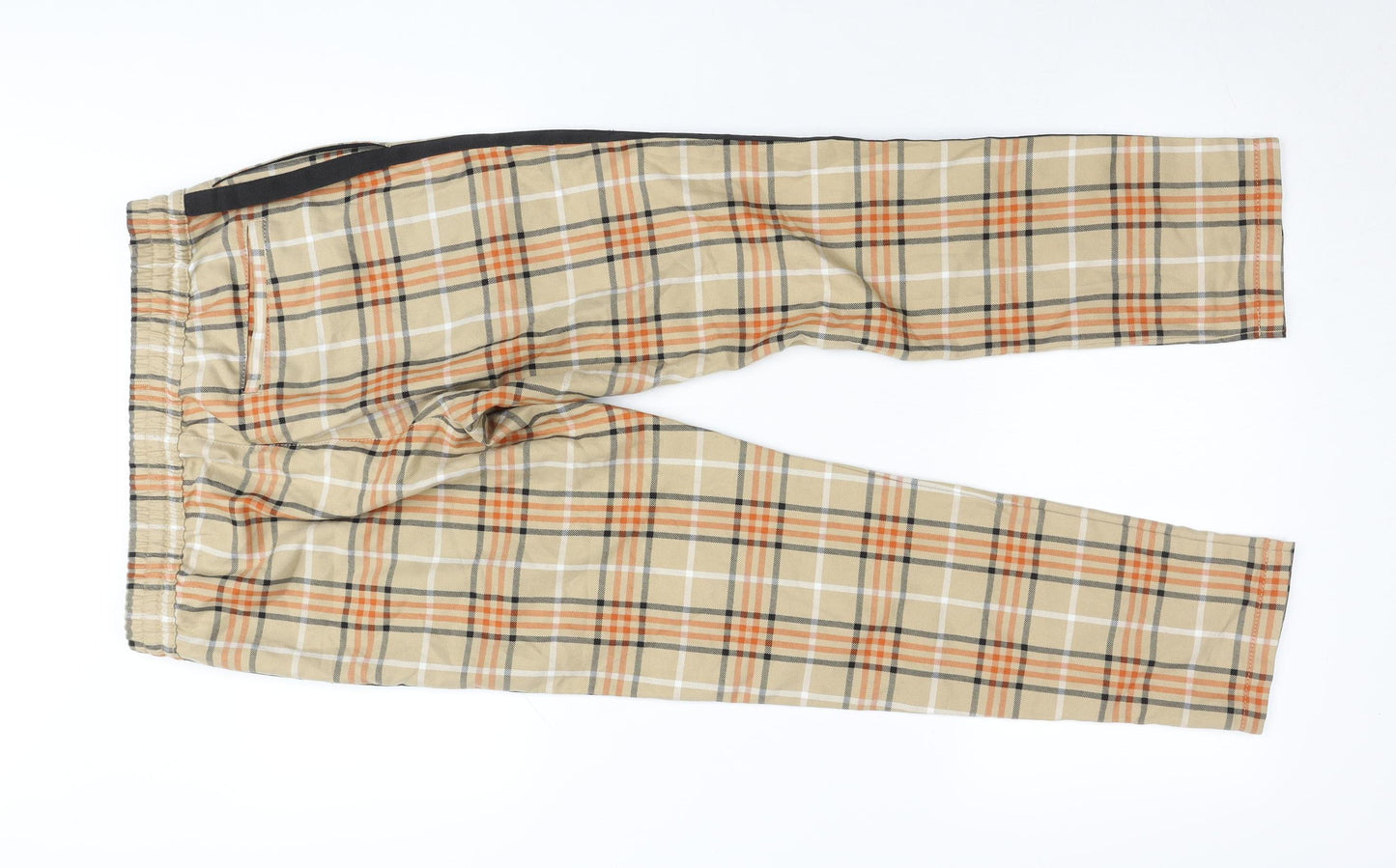 Topman Unisex Adults Beige Plaid Skinny Chino Trousers Size 32