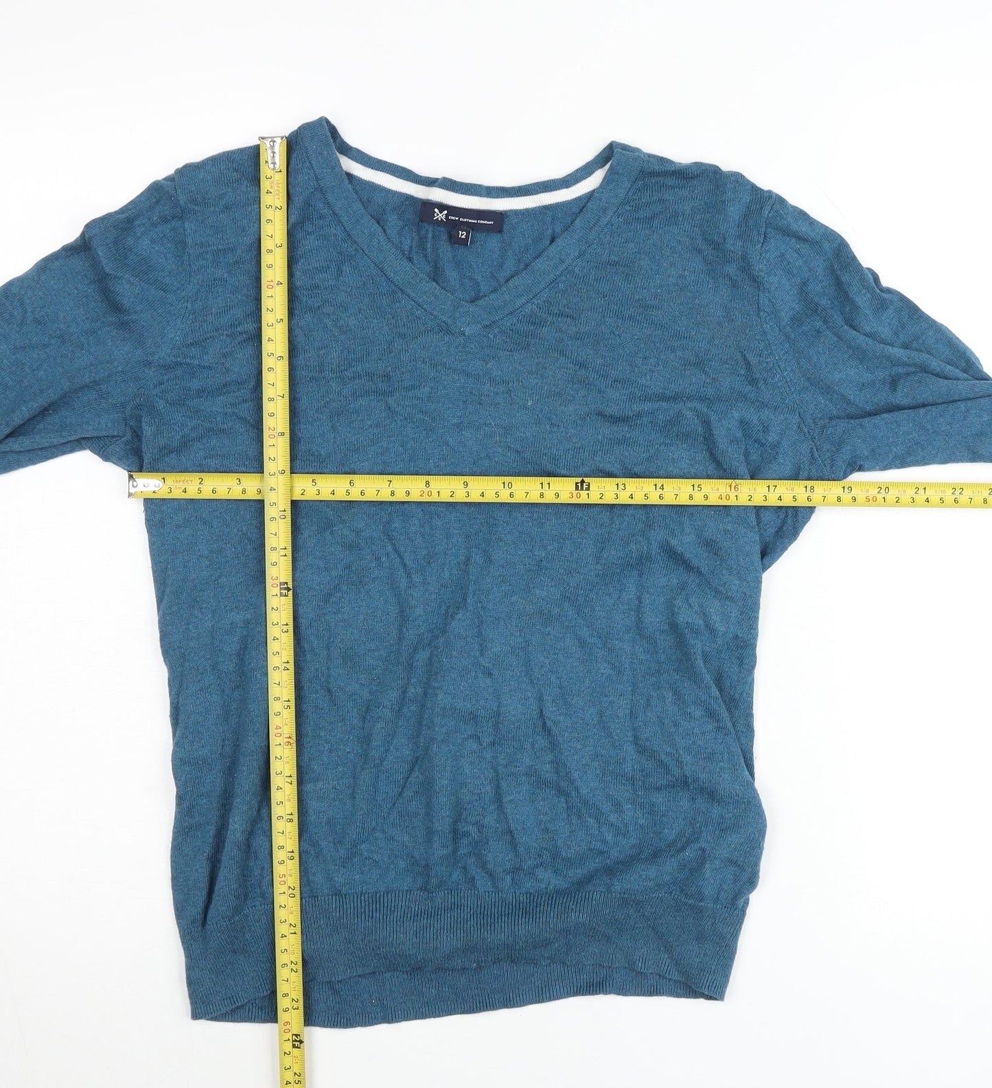 Crew Clothing Company Men’s Blue M V-Neck Cotton Cashmere Jumper