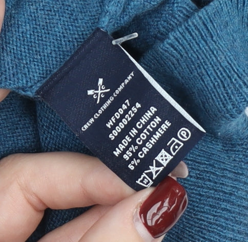 Crew Clothing Company Men’s Blue M V-Neck Cotton Cashmere Jumper
