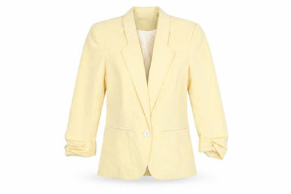 Front view of Atmosphere women’s yellow blazer jacket uk 6 single breasted