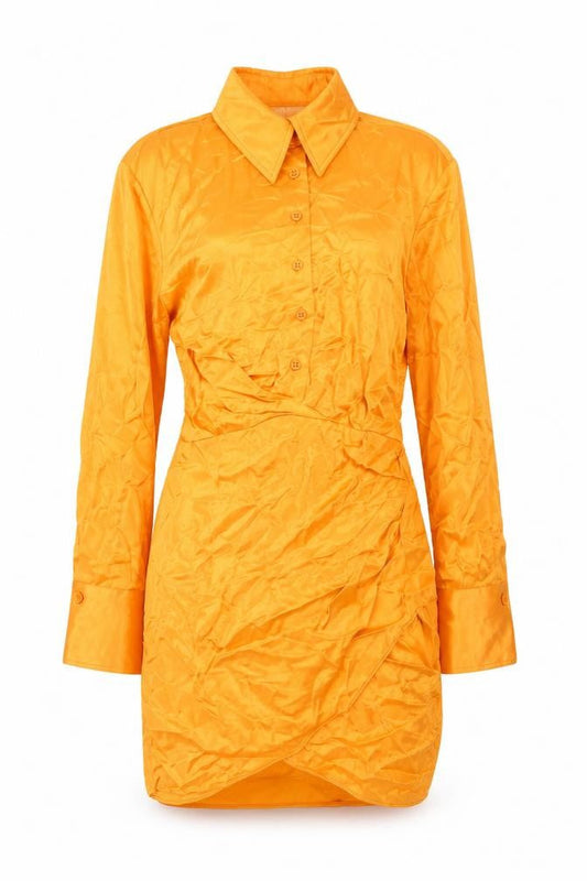 Zara Women Orange Shirt Dress Size 8 Viscose Long Sleeve