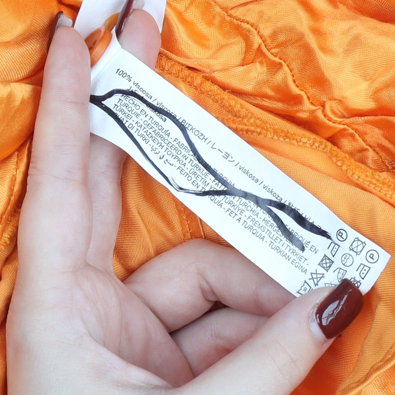 Zara Women Orange Shirt Dress Size 8 Viscose Long Sleeve